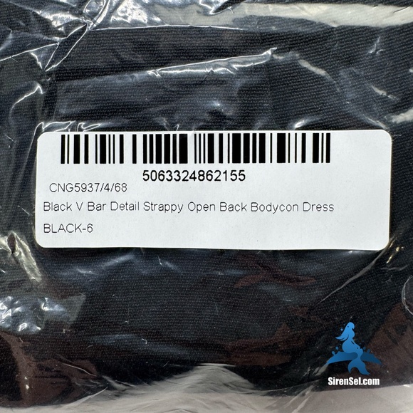 1104 NWT PrettyLittleThing Black V Bar Detail Strappy Open Back Dress - Size 2 - Picture 5 of 9